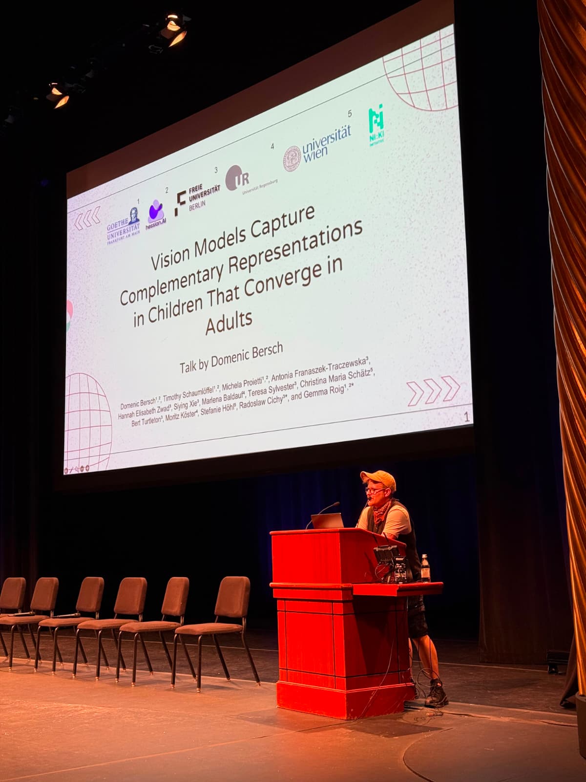 Domenic Bersch presenting the paper at CCN 2026, Skirball Theater